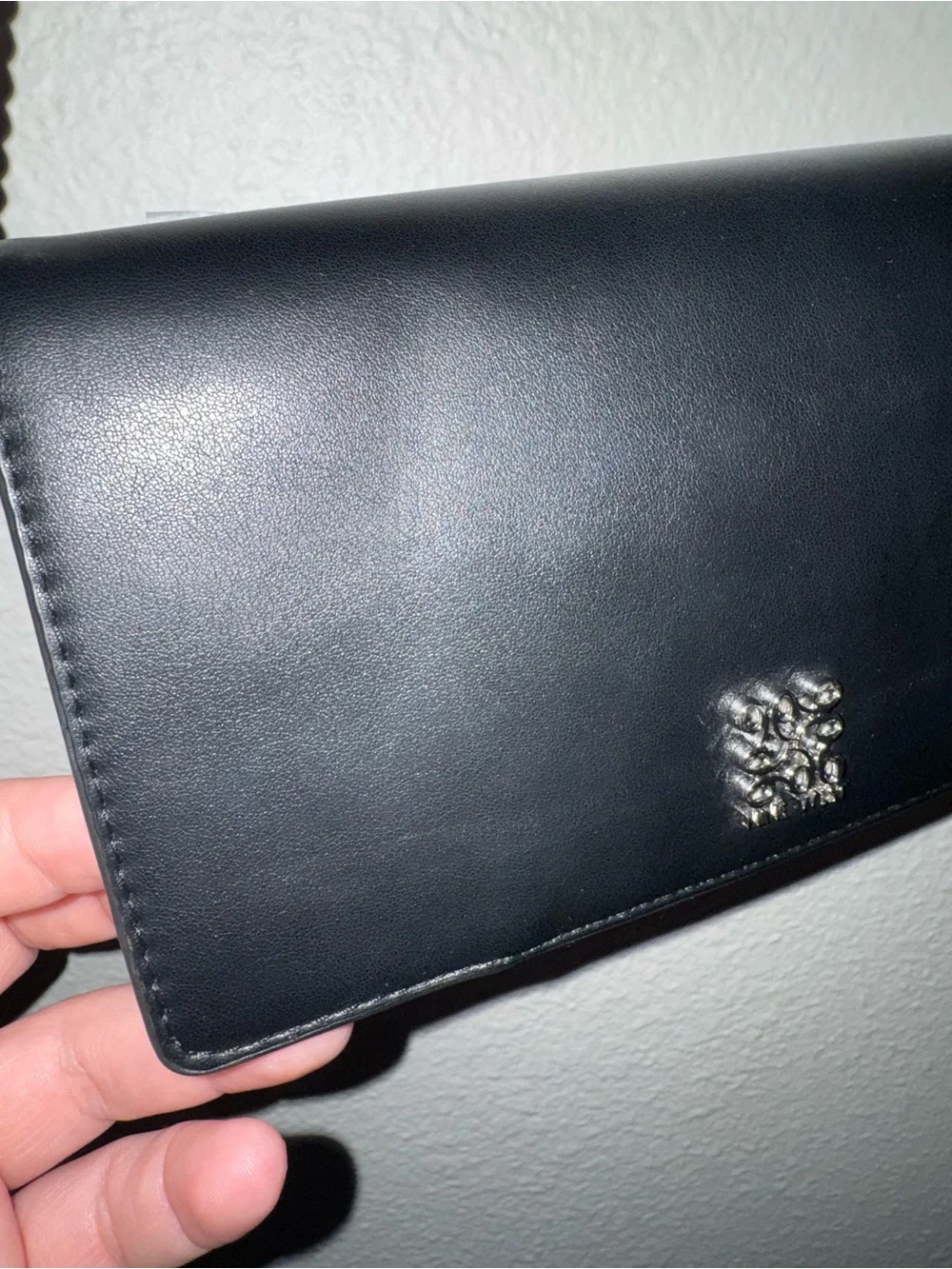 Nine West Black Leather Chain Wallet Crossbody